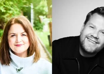 The Choir Apple TV: Porträts von Ruth Jones links und James Corden rechts nebeneinander