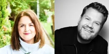 The Choir Apple TV: Porträts von Ruth Jones links und James Corden rechts nebeneinander